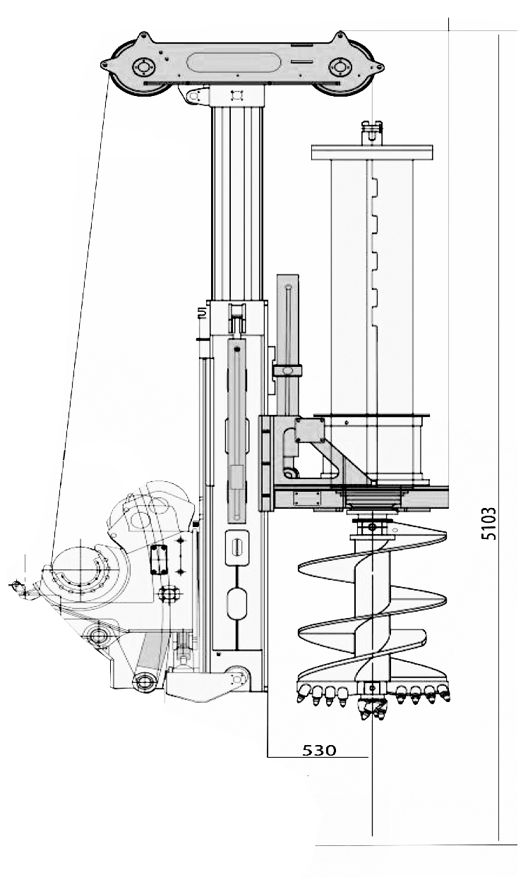 FR35 Drill Attachment line drawings — two views with dimensions