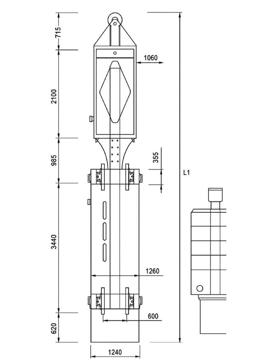 FAHH 14-22t hydraulic impact hammer dimensional diagram